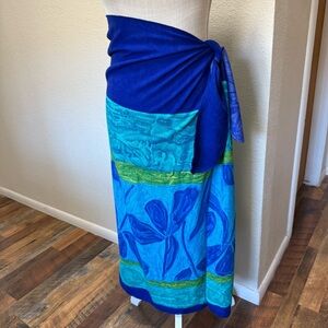 Sarong Wrap - Blue, Green & Yellow by Dotti - Size Average